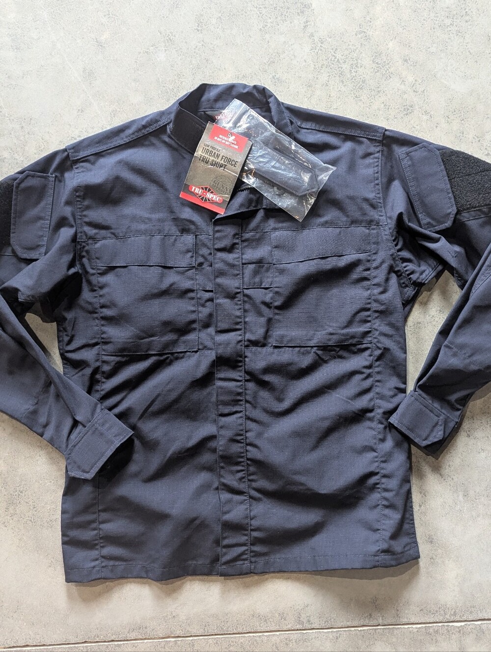 Tru-Spec Urban Force Tactical Zip Front Ripstop Shirt Navy Blue Large NWT